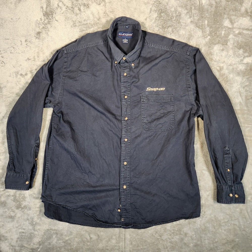 Swingster Snap-on Shirt Mens XL Black Excellent Long Sleeve Button Down Sierra